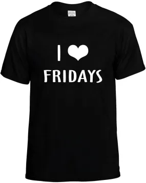 I Love Heart Fridays Unisex T-Shirt Novelty Graphic Tee Shirt
