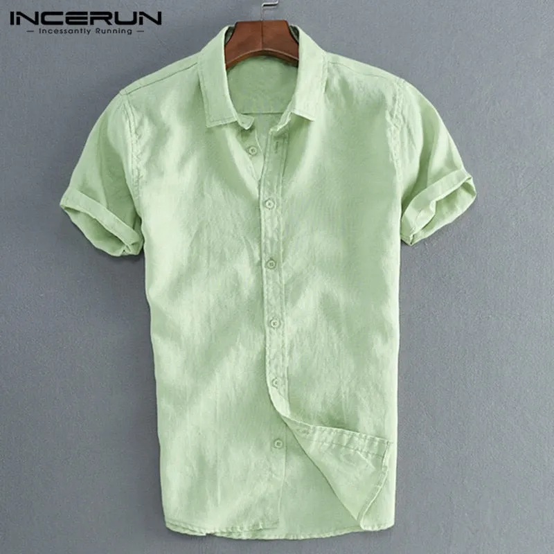 INCERUN  Men's Social  Dress Shirts with Button Turn Down Collar S-5XL