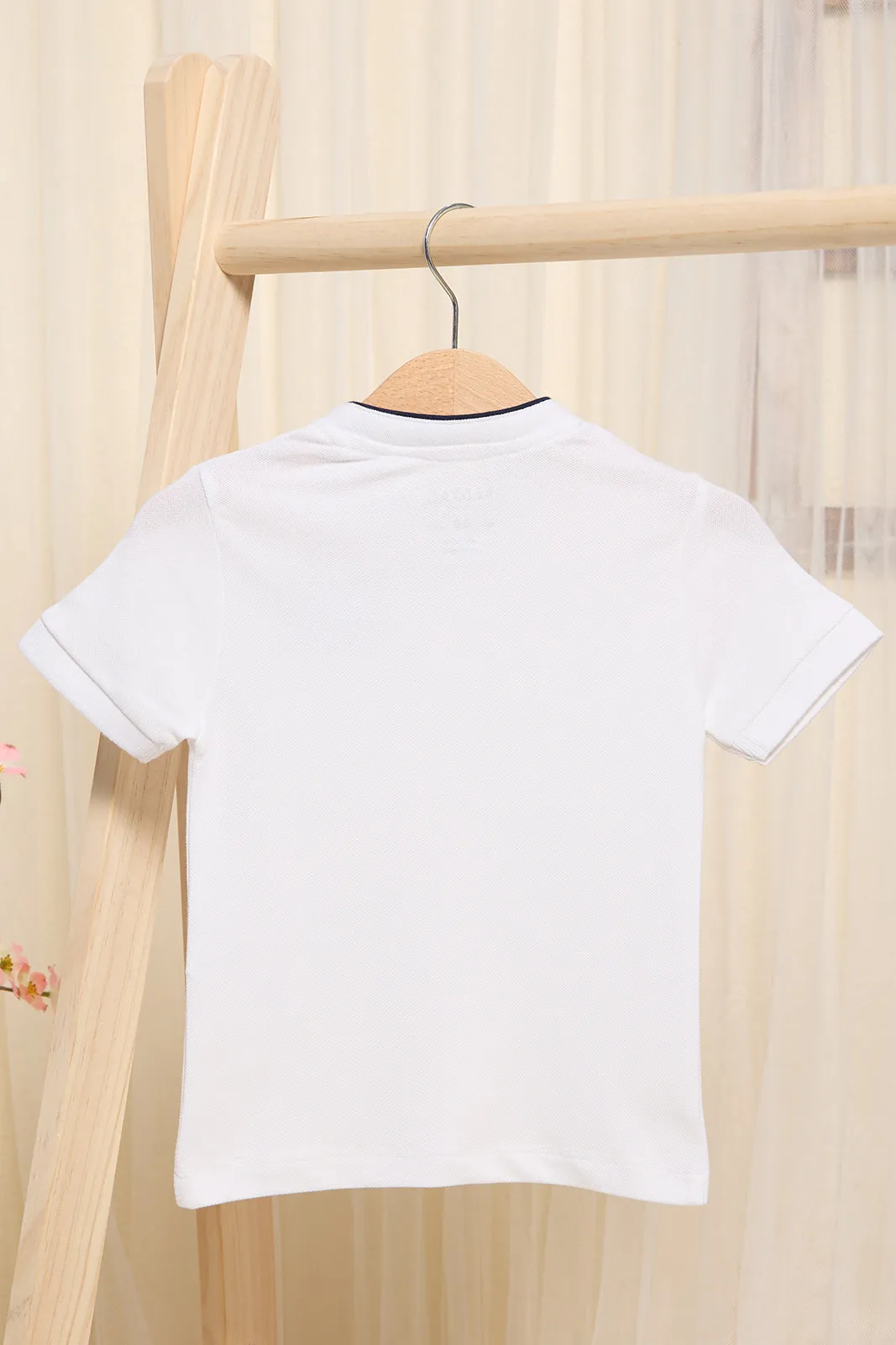 Infant Boys White Mandarin Polo Shirt