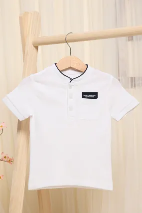 Infant Boys White Mandarin Polo Shirt