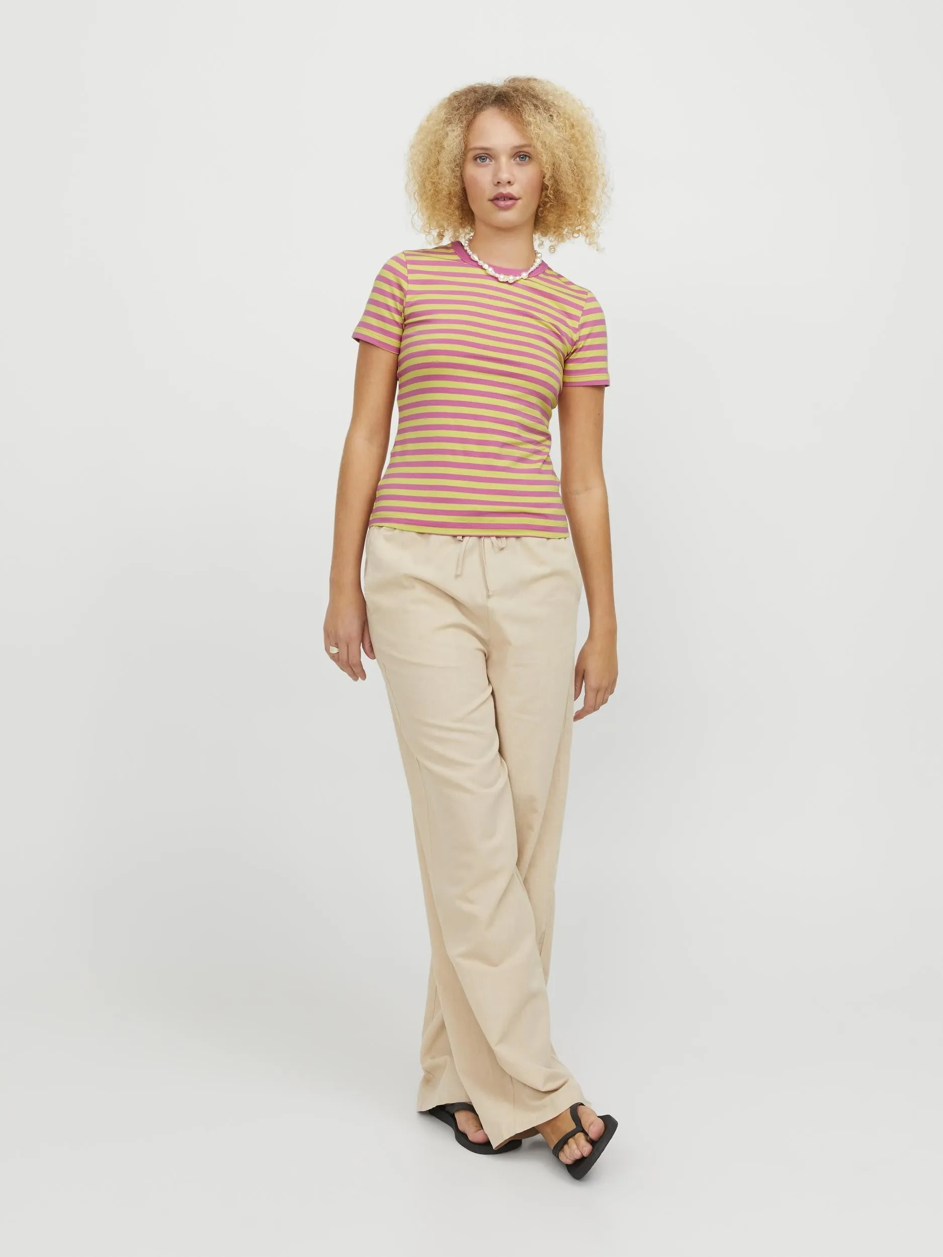 JJXX Gigi Stretch Fit Striped Tee -ROSE