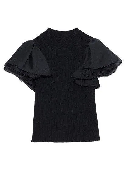 Joskaa Christmas Gift Kuzuwata O Neck Ruffles Short Sleeve Solid Blouse Women Slim Fit Knit Work Style Ol Simple Blusas Summer 2024 New Shirt Feminino