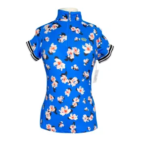 Kastel Charlotte Signature Short Sleeve Shirt in Dark Blue Floral - Women's Medium