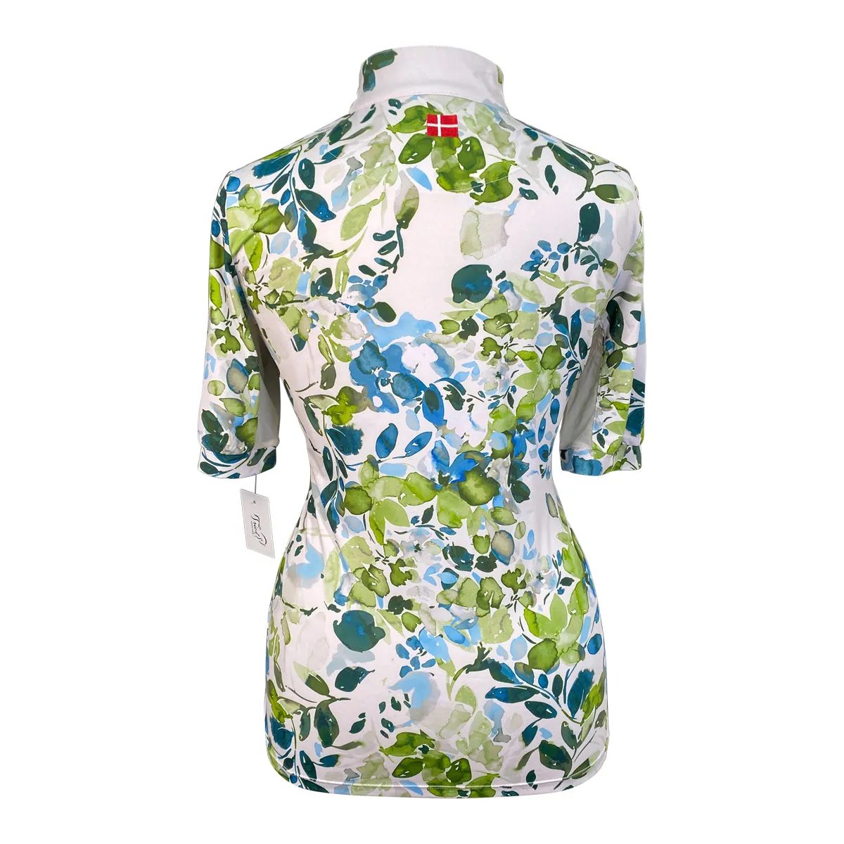 Kastel Elbow Sleeve Sun Shirt in Emerald Watercolor Floral - Women's XL