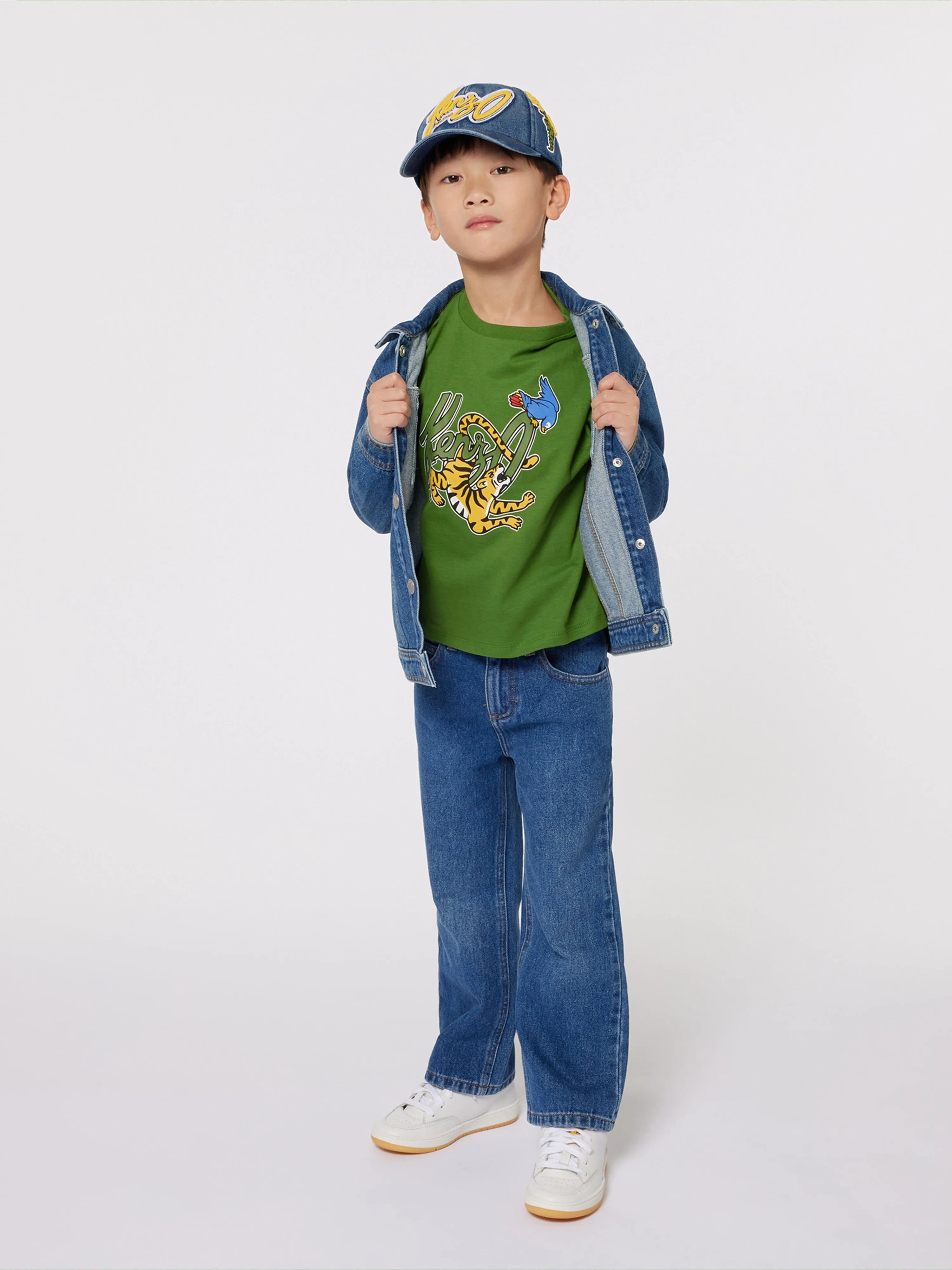 KENZO Boys Tiger Logo T-Shirt in Green
