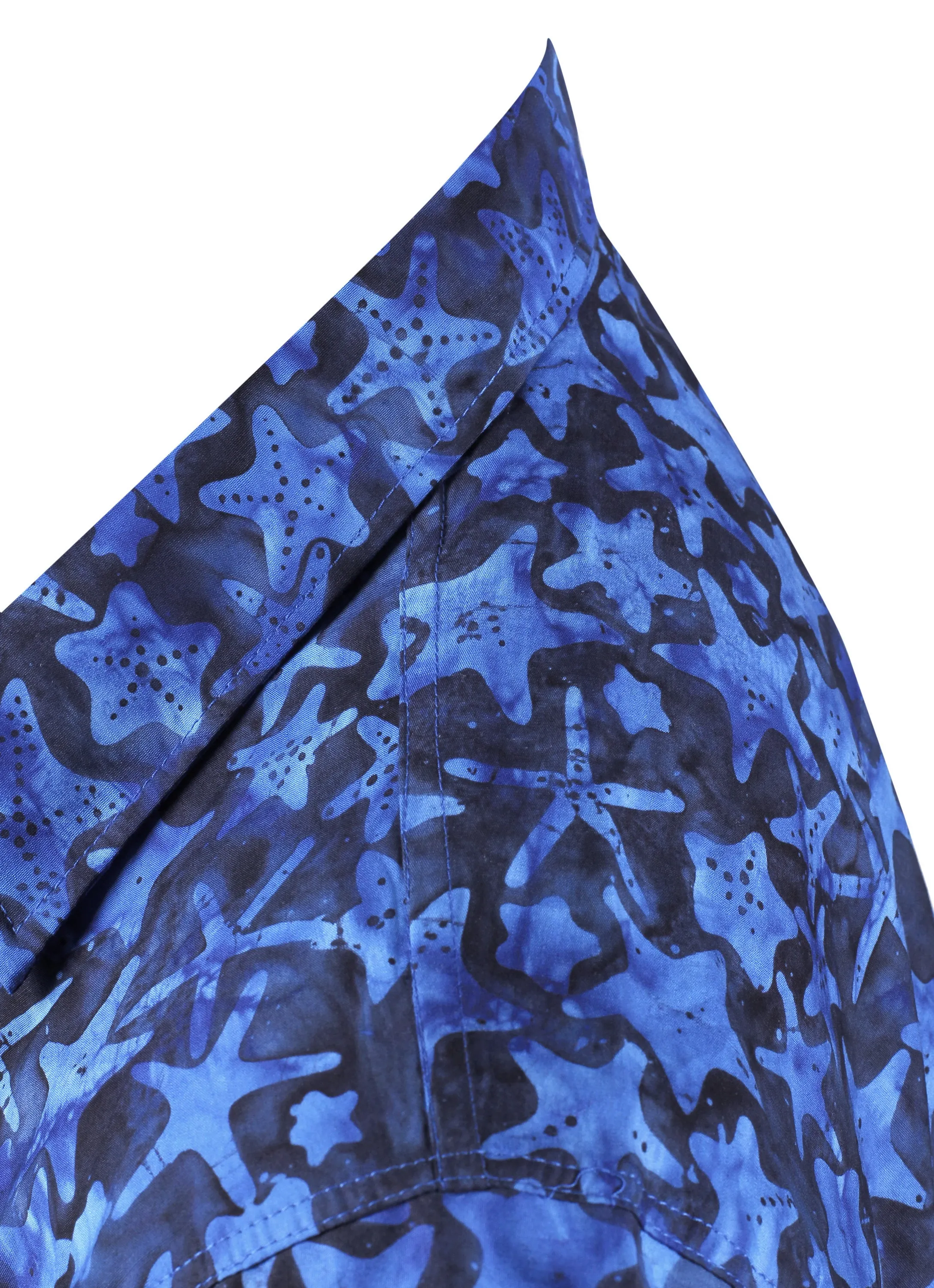 LA LEELA Men's Wear Summer Everyday Essentials Holiday Casual  Shirt 100% NATURAL COTTON  star hand Printed Navy Blue Hawaiian shirt