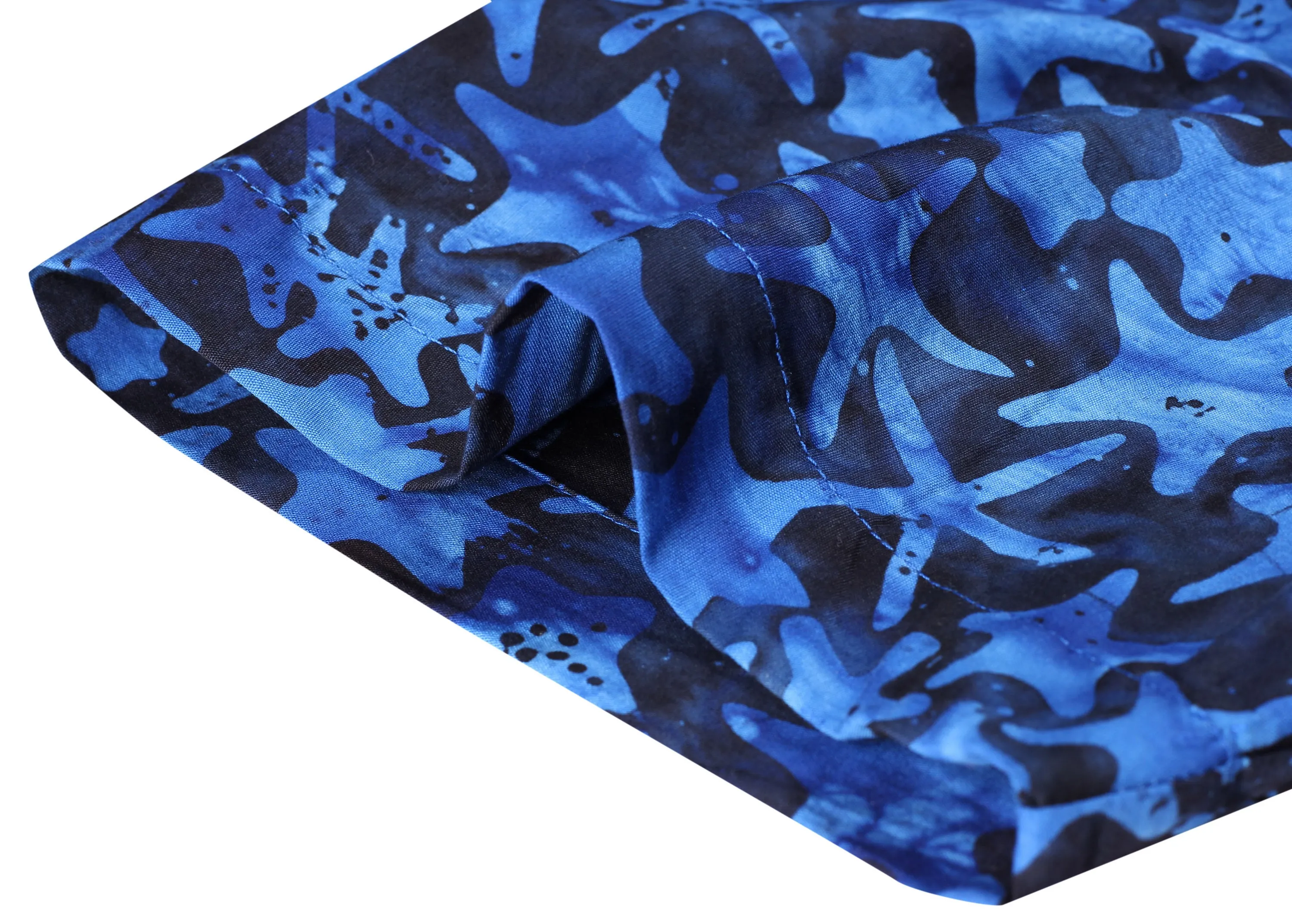 LA LEELA Men's Wear Summer Everyday Essentials Holiday Casual  Shirt 100% NATURAL COTTON  star hand Printed Navy Blue Hawaiian shirt