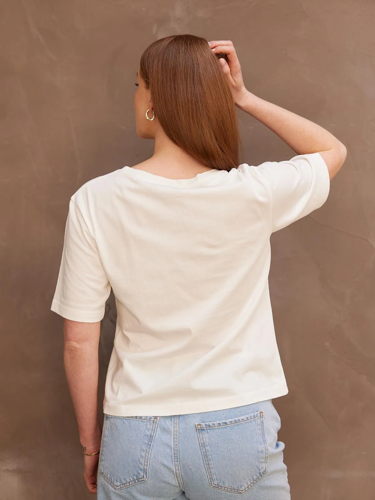 Lucy - Scoop Neck T Shirt - White