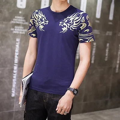 Men Cotton Casual Patchwork Short Sleeve Shirt
