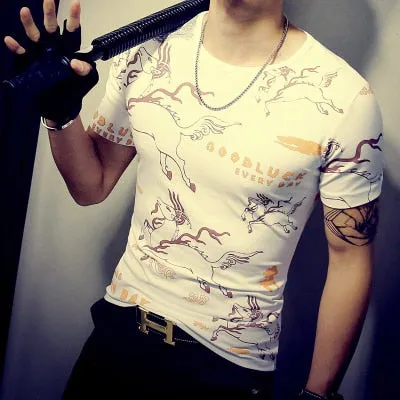 Men Cotton Casual Patchwork Short Sleeve Shirt
