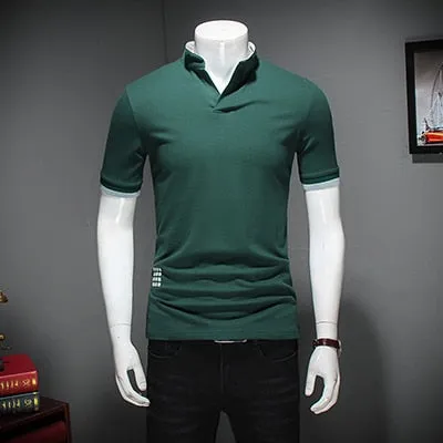 Men Cotton Casual Patchwork Short Sleeve Shirt
