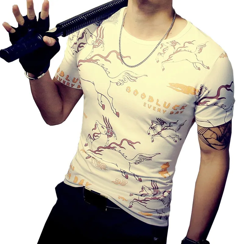 Men Cotton Casual Patchwork Short Sleeve Shirt