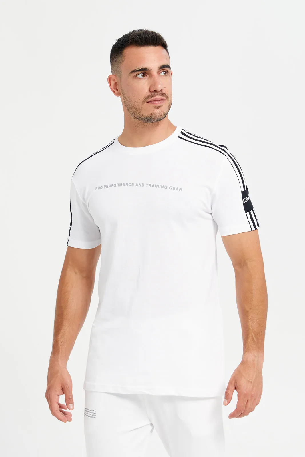 Men White Printed Active T-Shirt