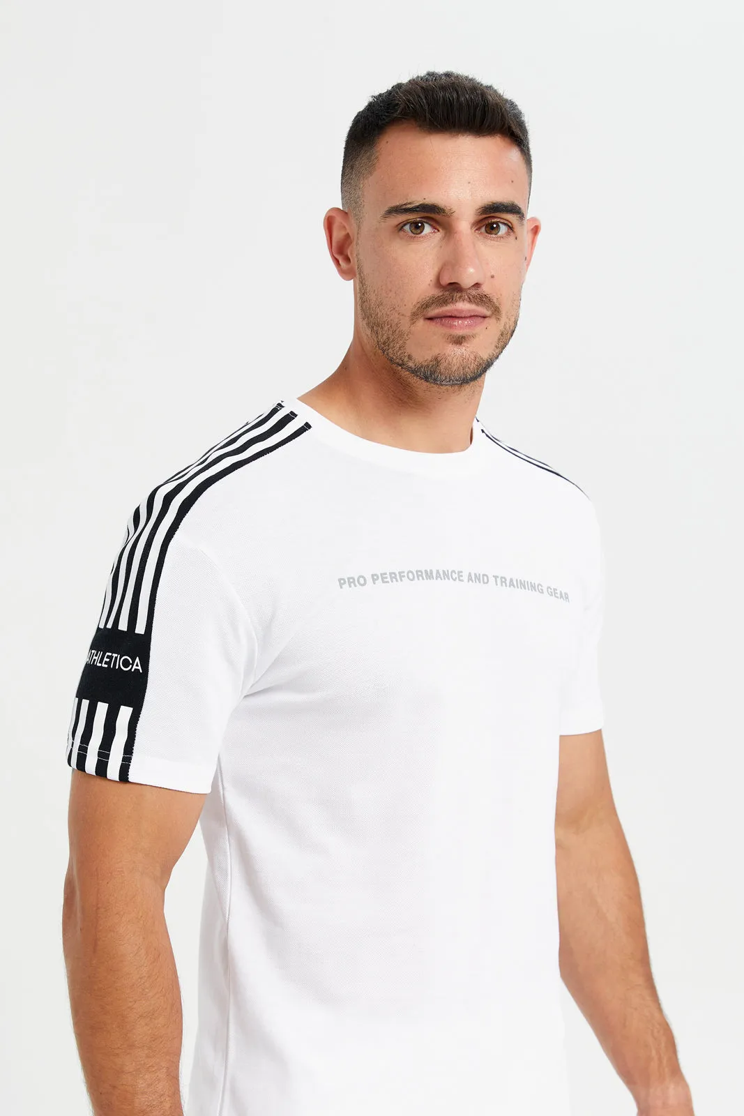 Men White Printed Active T-Shirt