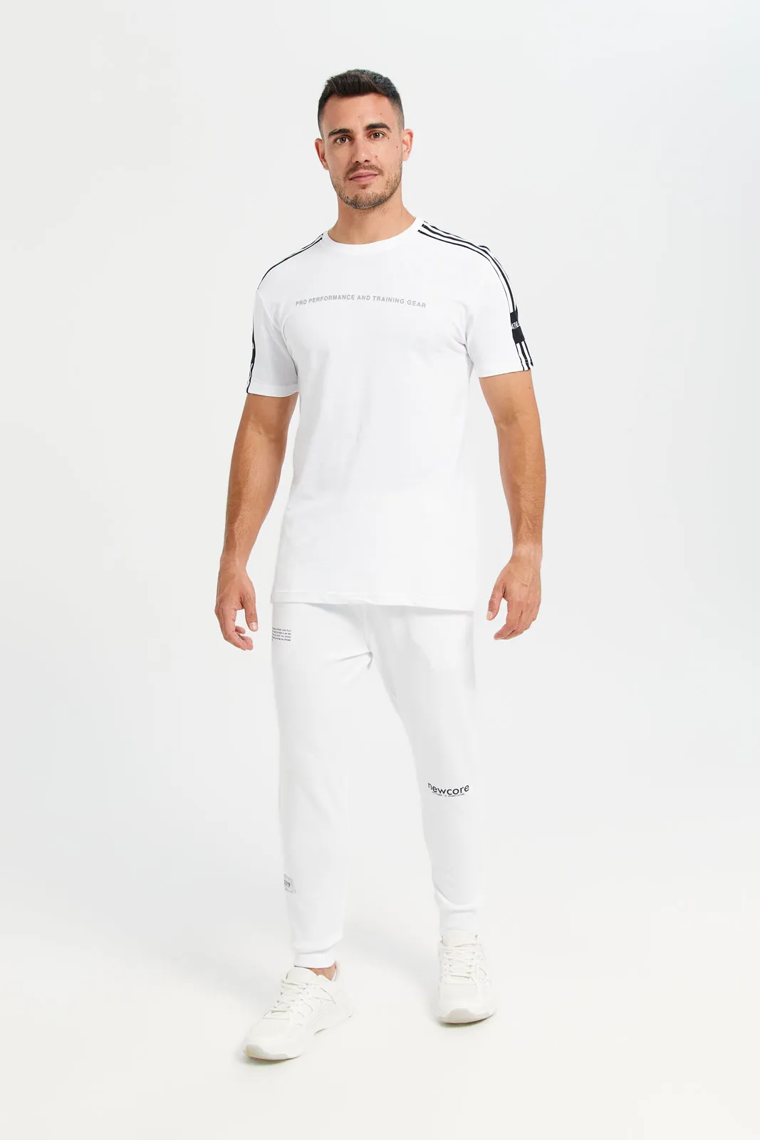Men White Printed Active T-Shirt