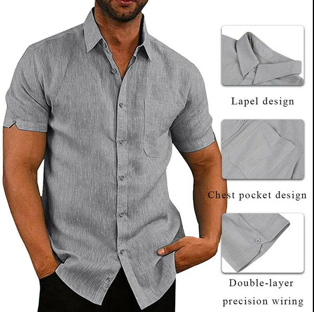 Men's Casual Lightweight Loose Fitting Short Sleeved Shirt