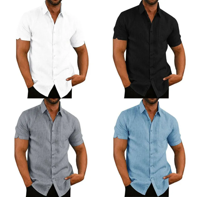 Men's Casual Lightweight Loose Fitting Short Sleeved Shirt