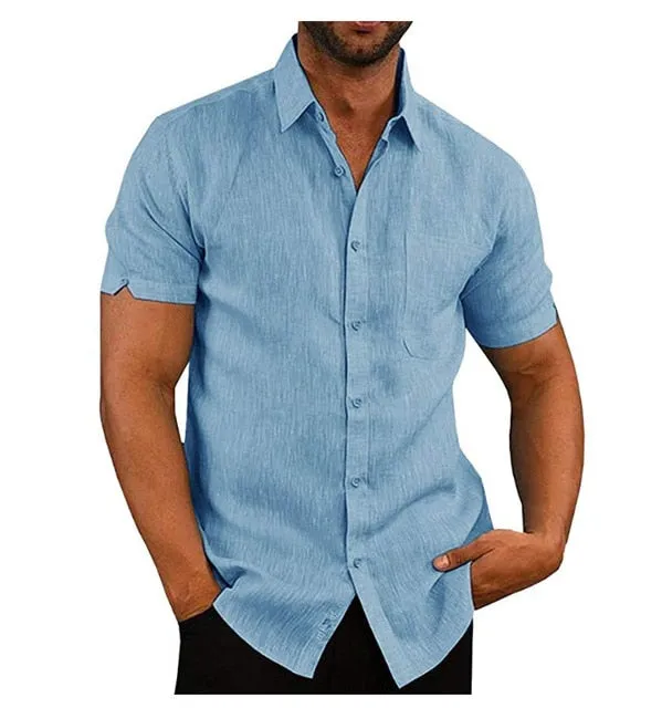 Men's Casual Lightweight Loose Fitting Short Sleeved Shirt