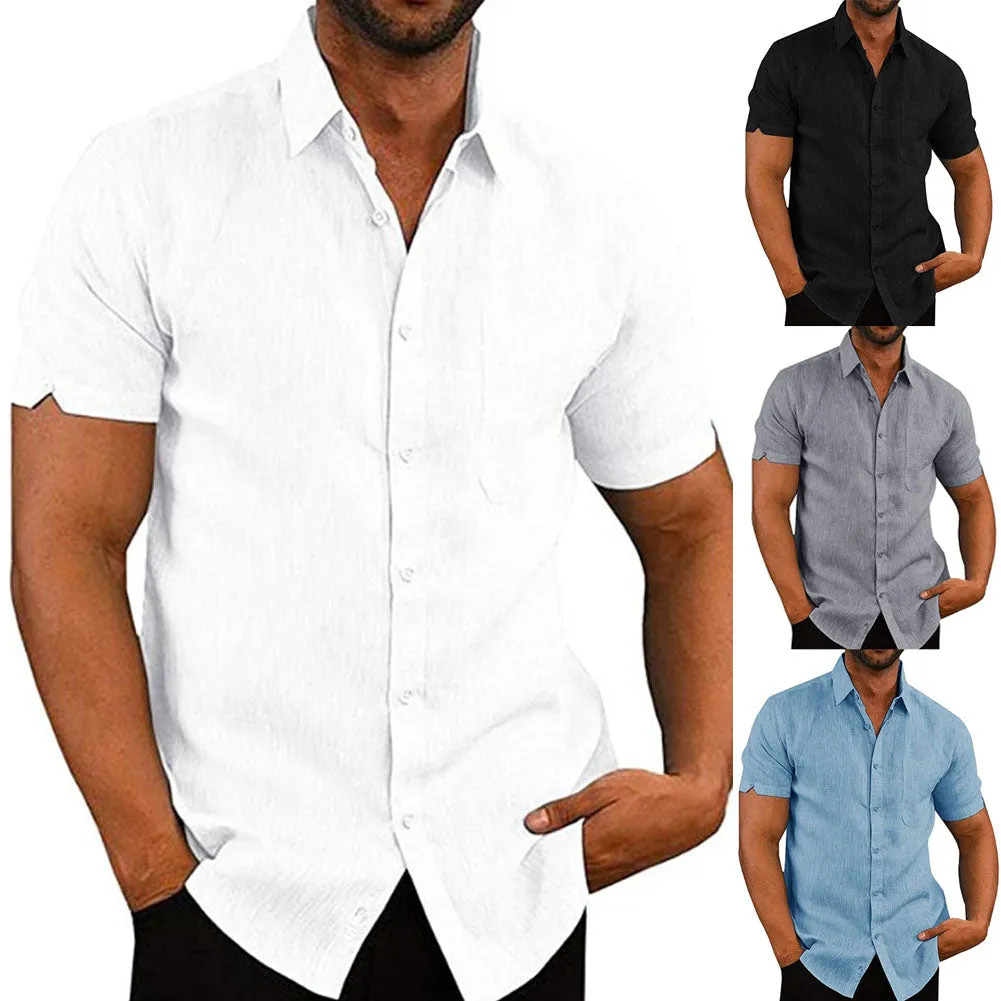 Men's Casual Lightweight Loose Fitting Short Sleeved Shirt