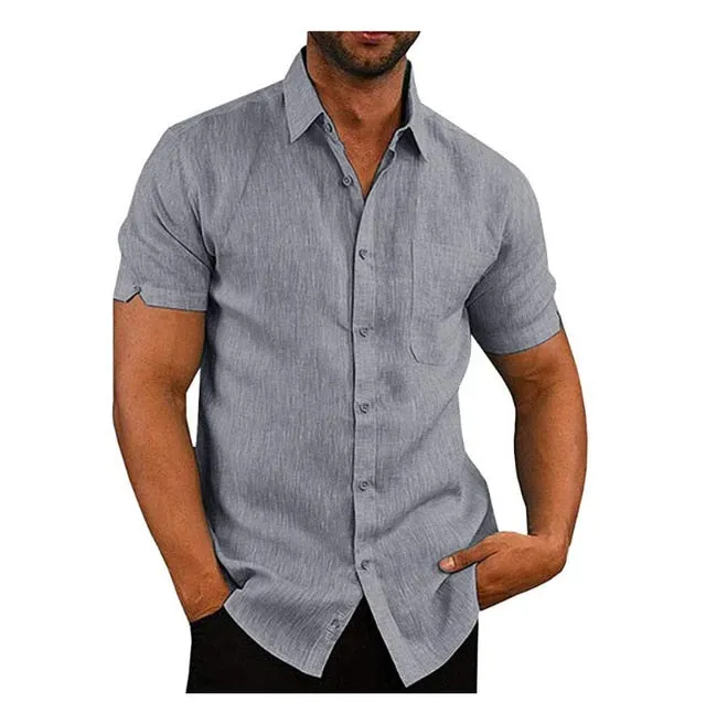 Men's Casual Lightweight Loose Fitting Short Sleeved Shirt