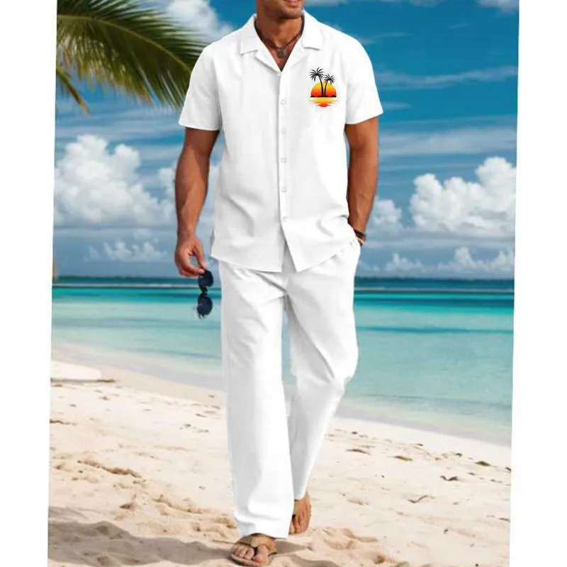 Men's Casual Printed Resort Suit 77404395YM