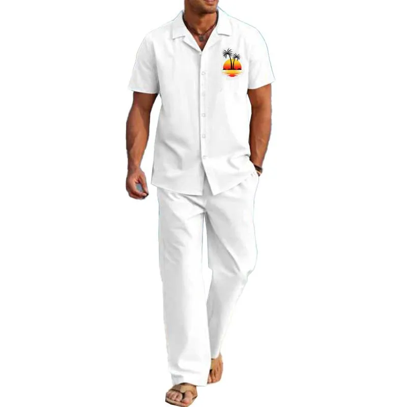 Men's Casual Printed Resort Suit 77404395YM