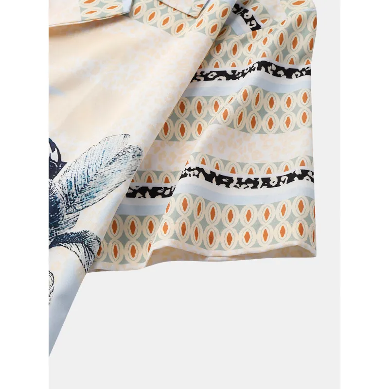 Mens Holiday Landscape Print Short Sleeve Shirts