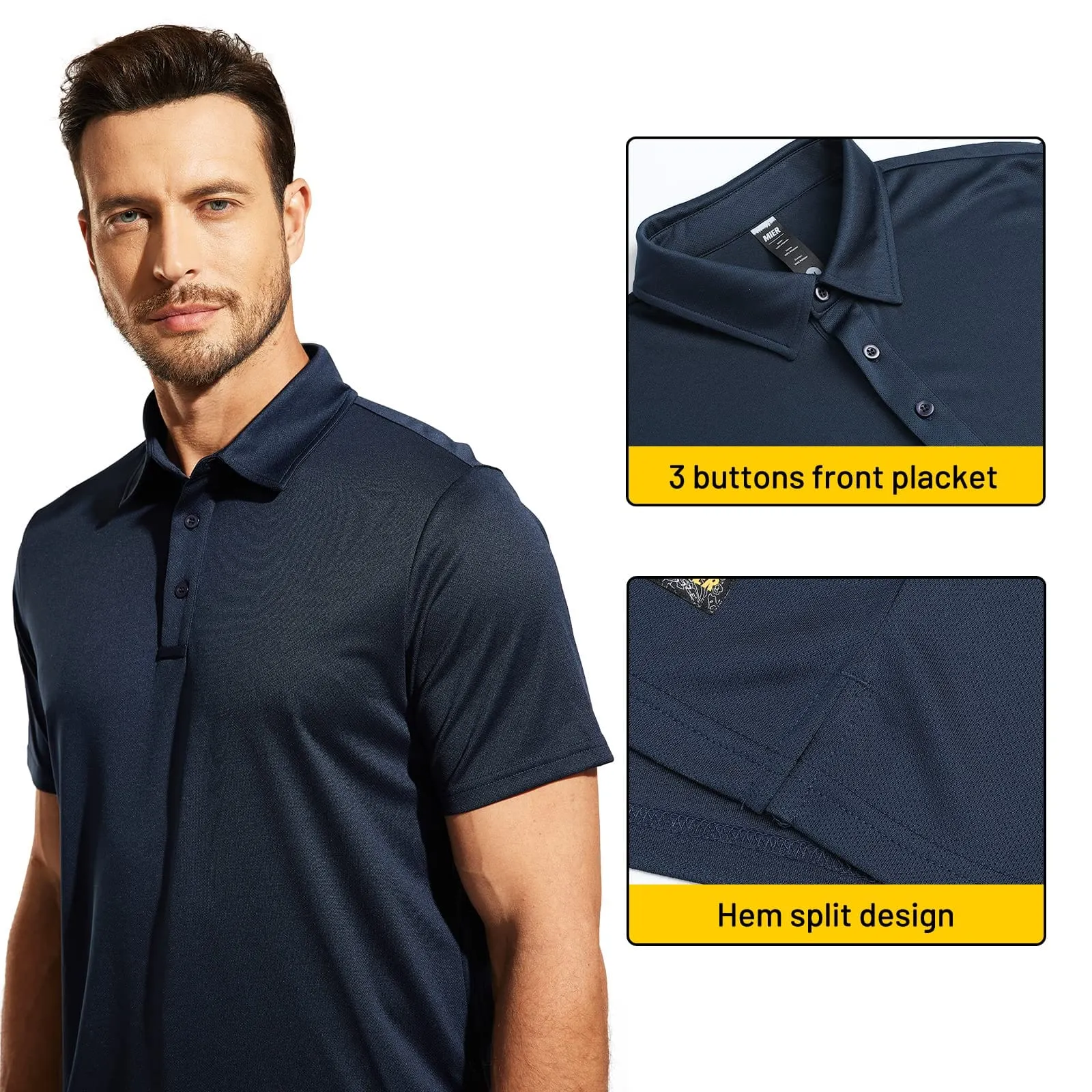 Men's Quick Dry Polo Shirt Collared Golf Casual Shirts