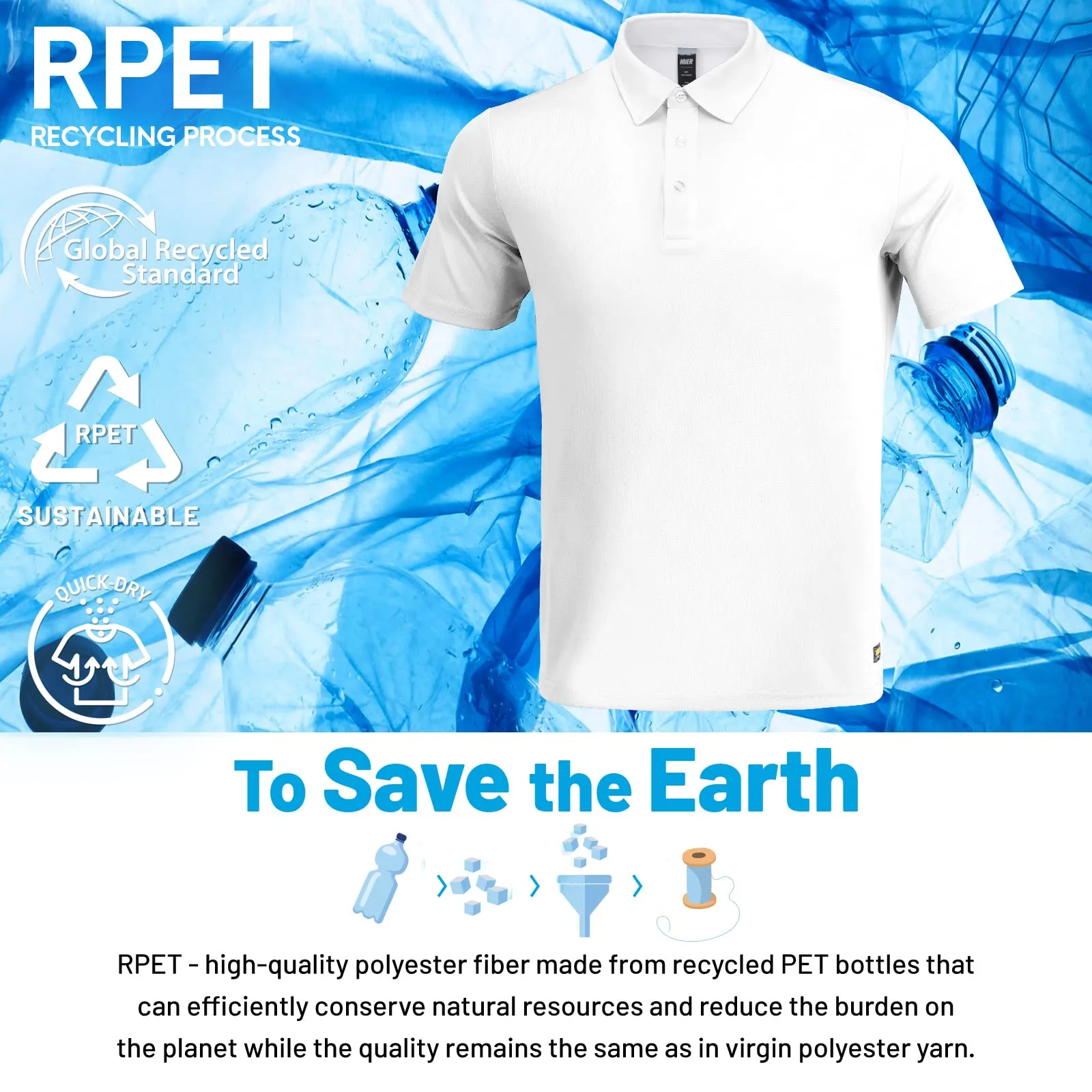 Men's Quick Dry Polo Shirt Collared Golf Casual Shirts