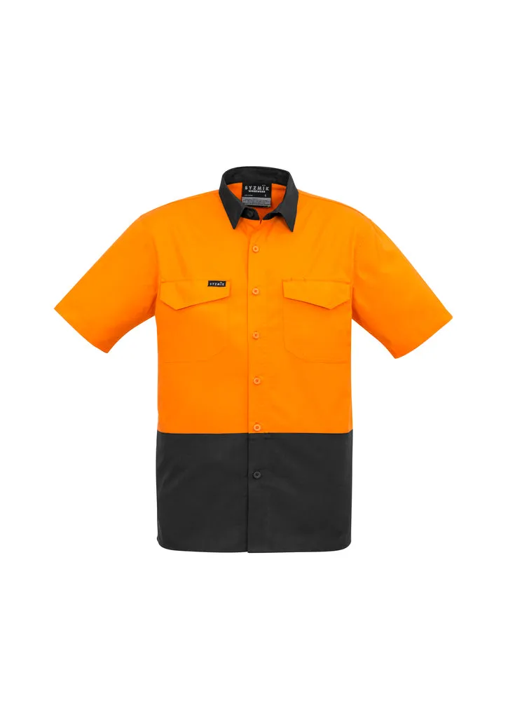 Mens Rugged Cooling Hi Vis Short Sleeve Shirt XXS / Yellow/Navy