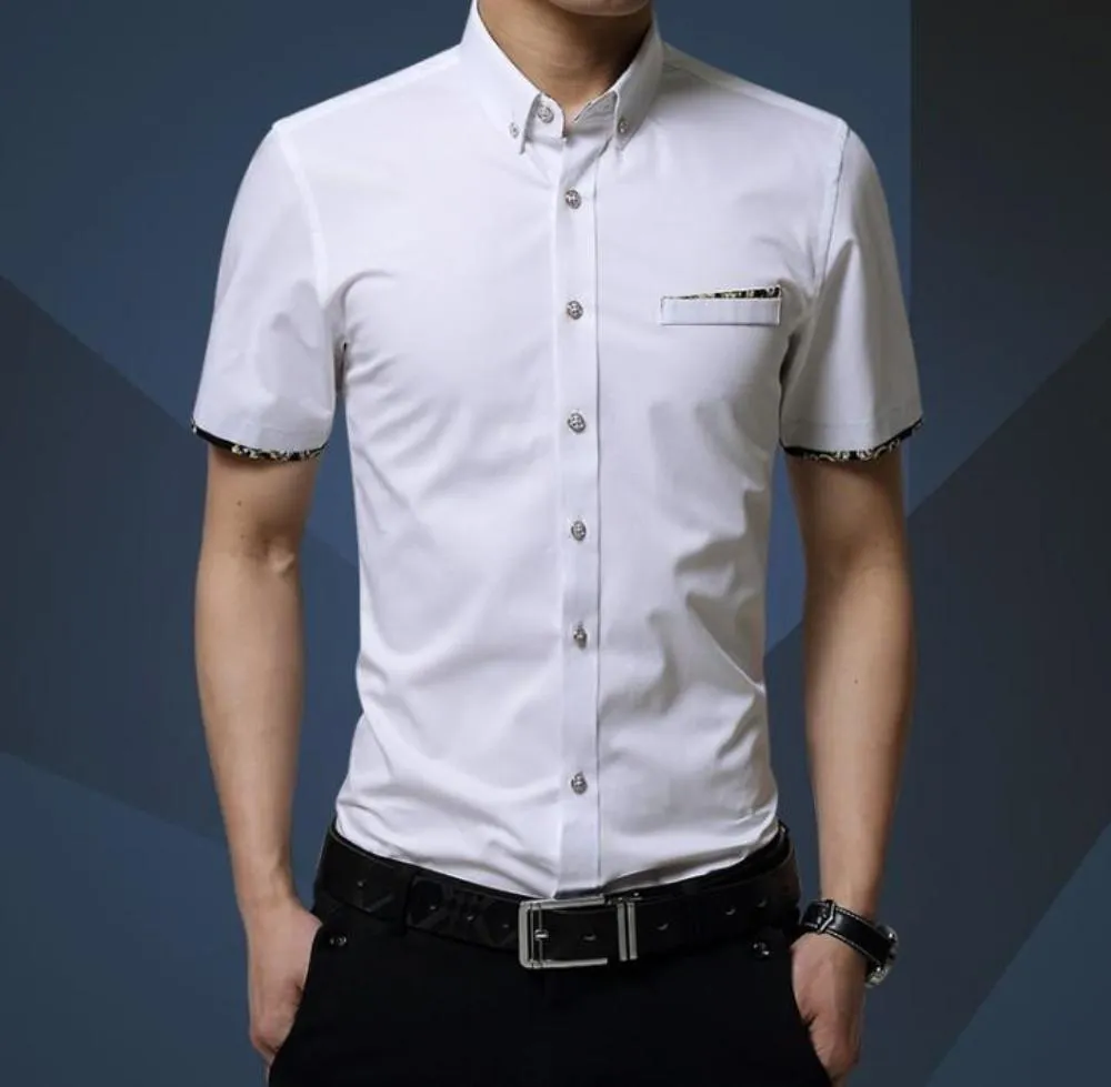Mens  Short Sleeve Shirt with Floral Details Pocket