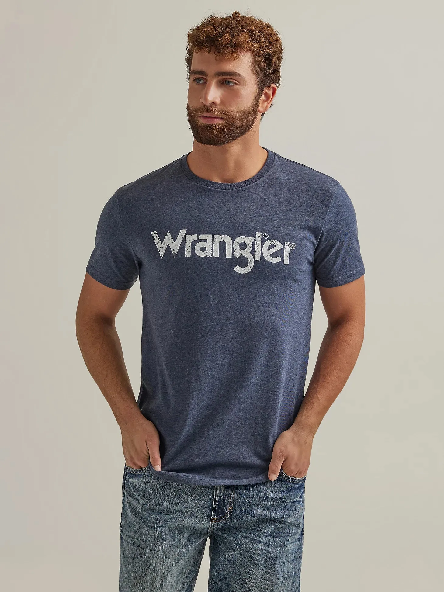 Men's Wrangler 112344136 Kabel Logo Navy Short Sleeve Tee Shirt
