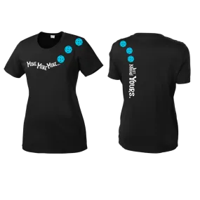 Mine JK Yours (Pickleballs Cyan Green Orange) | Women’s Short Sleeve Crewneck Pickleball Shirts | 100% Polyester