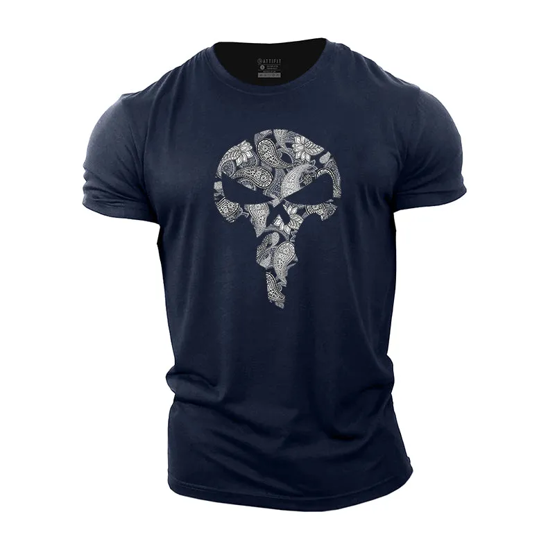 Paisley Skull Cotton T-shirt