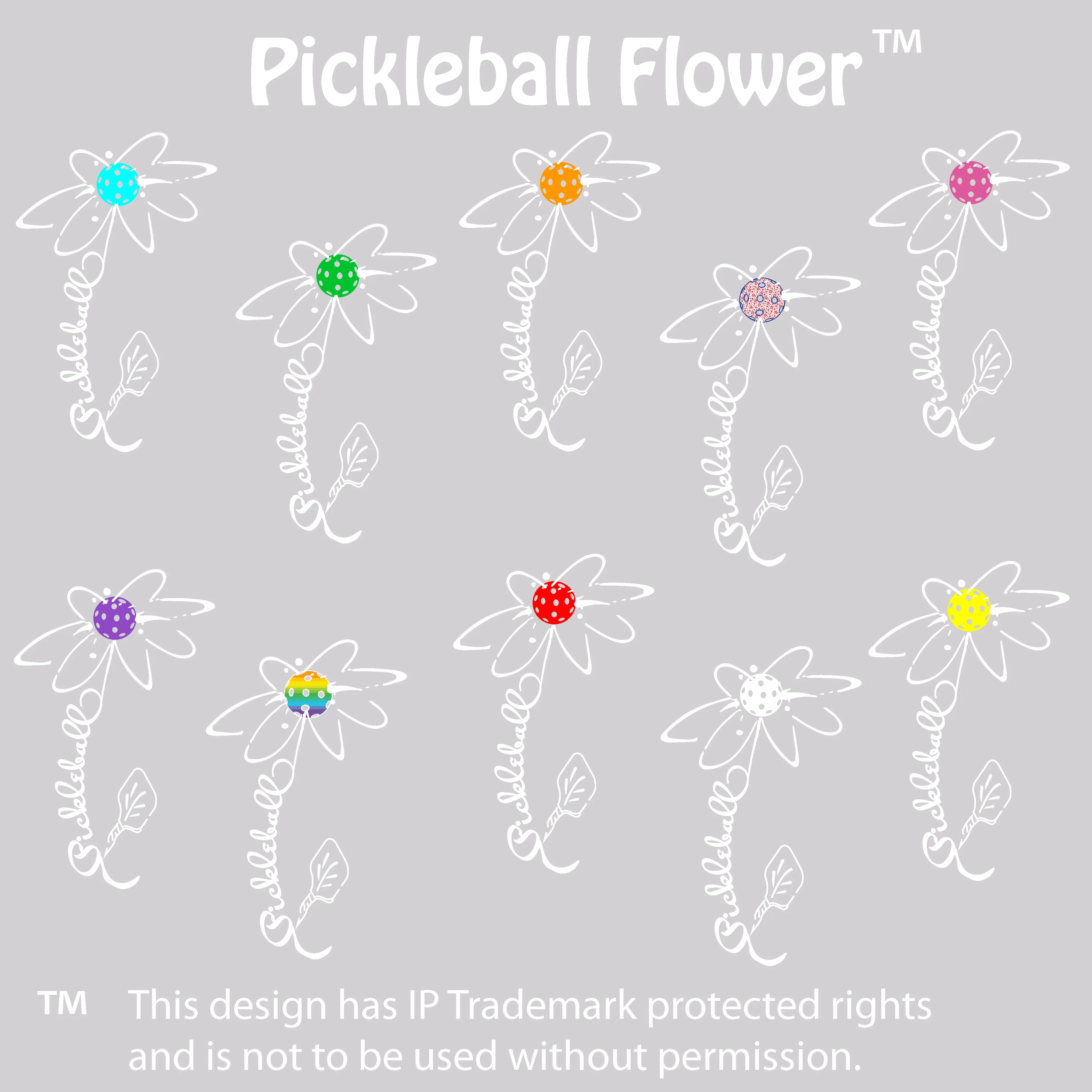 Pickleball Flower (Pink Purple Rainbow) | Women’s Short Sleeve Crewneck Pickleball Shirts | 100% Polyester