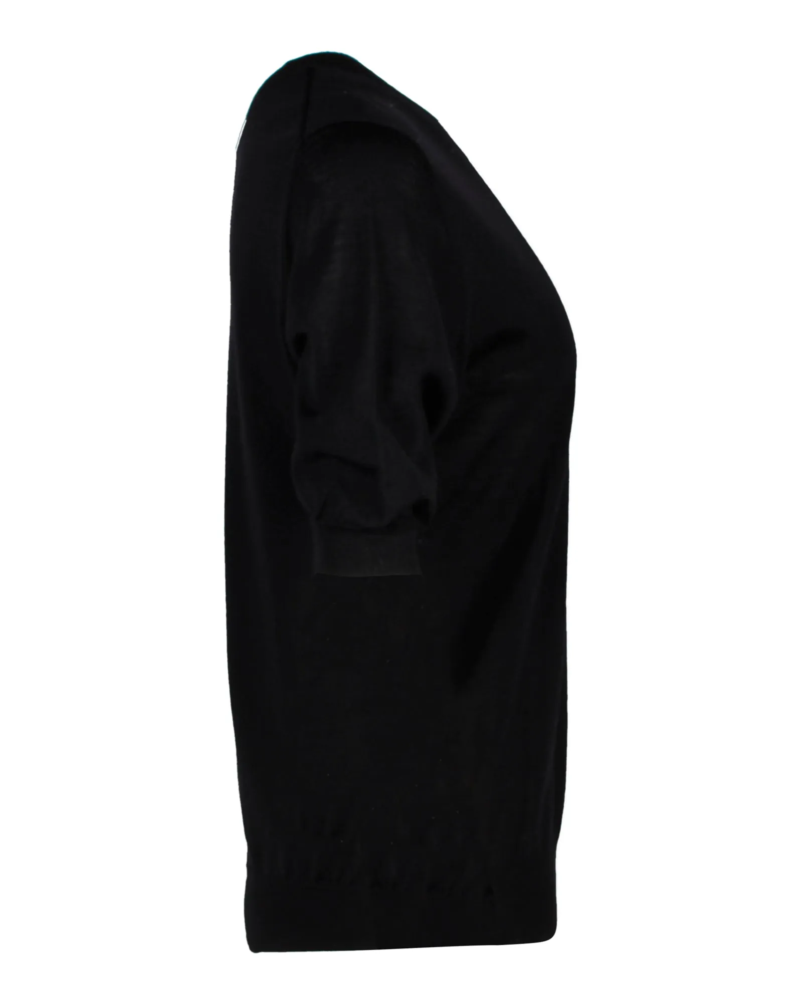 Prada Knit Short Sleeve Top in Black Cotton