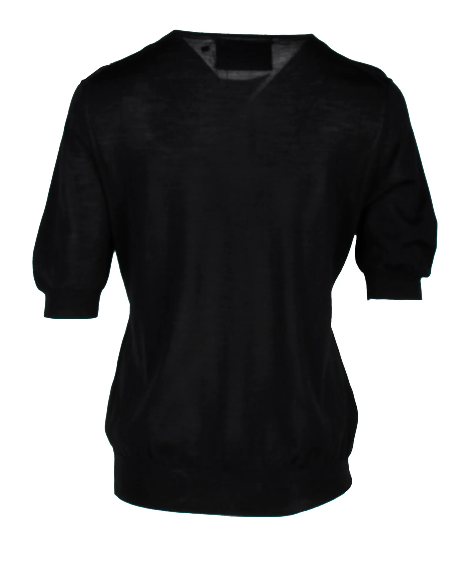 Prada Knit Short Sleeve Top in Black Cotton