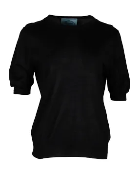 Prada Knit Short Sleeve Top in Black Cotton