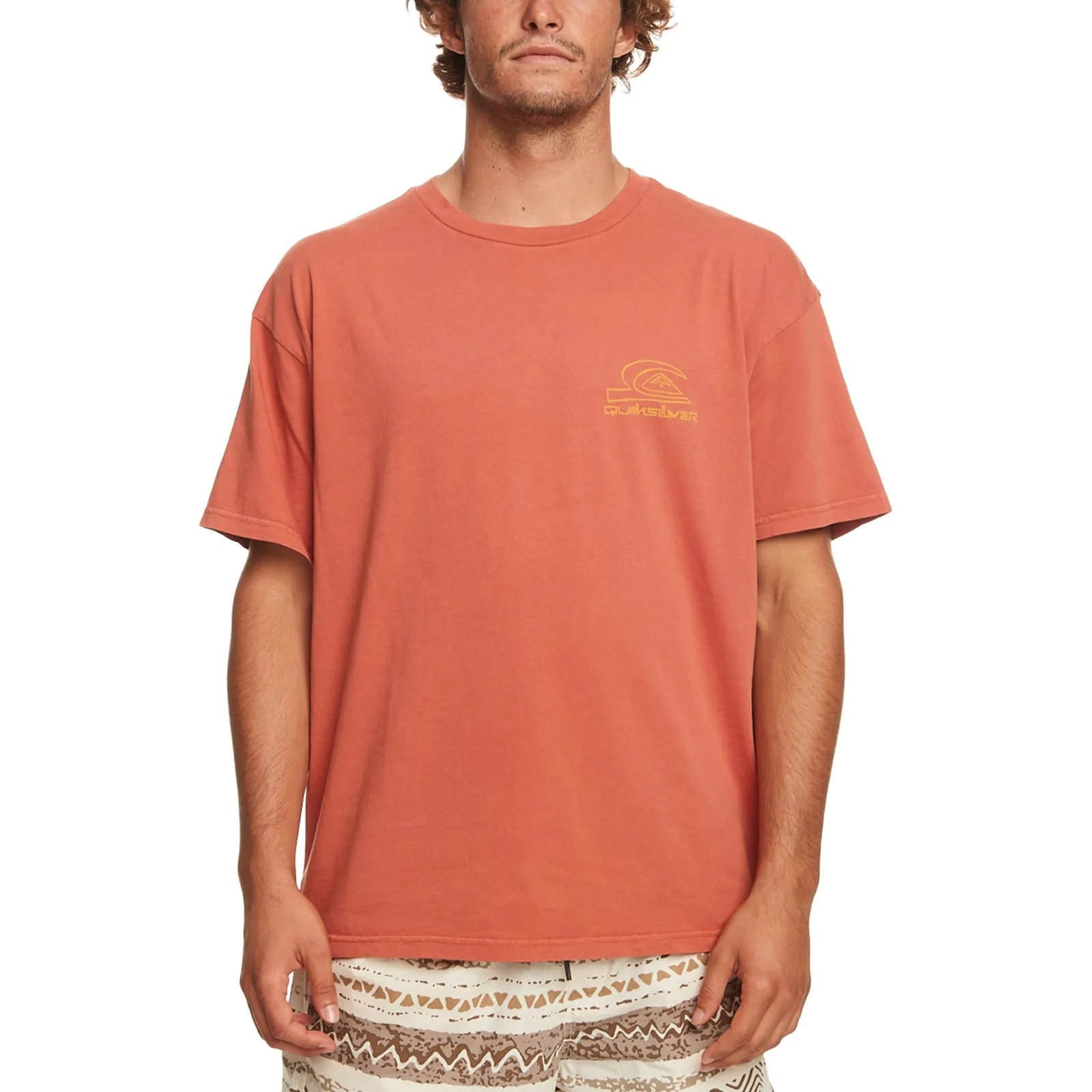 Quiksilver Mens Natural Vibe Short Sleeve Cotton T-Shirt - Baked Clay