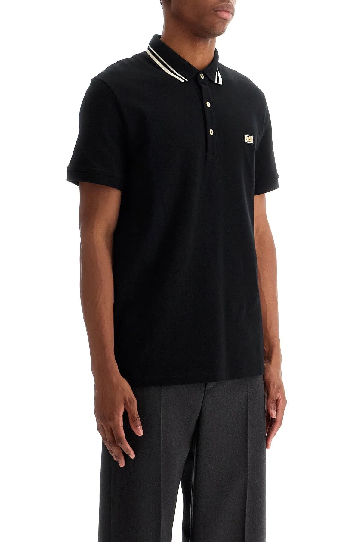 regular fit polo shirt with vlogo patch 6V3MH01KAQK NERO