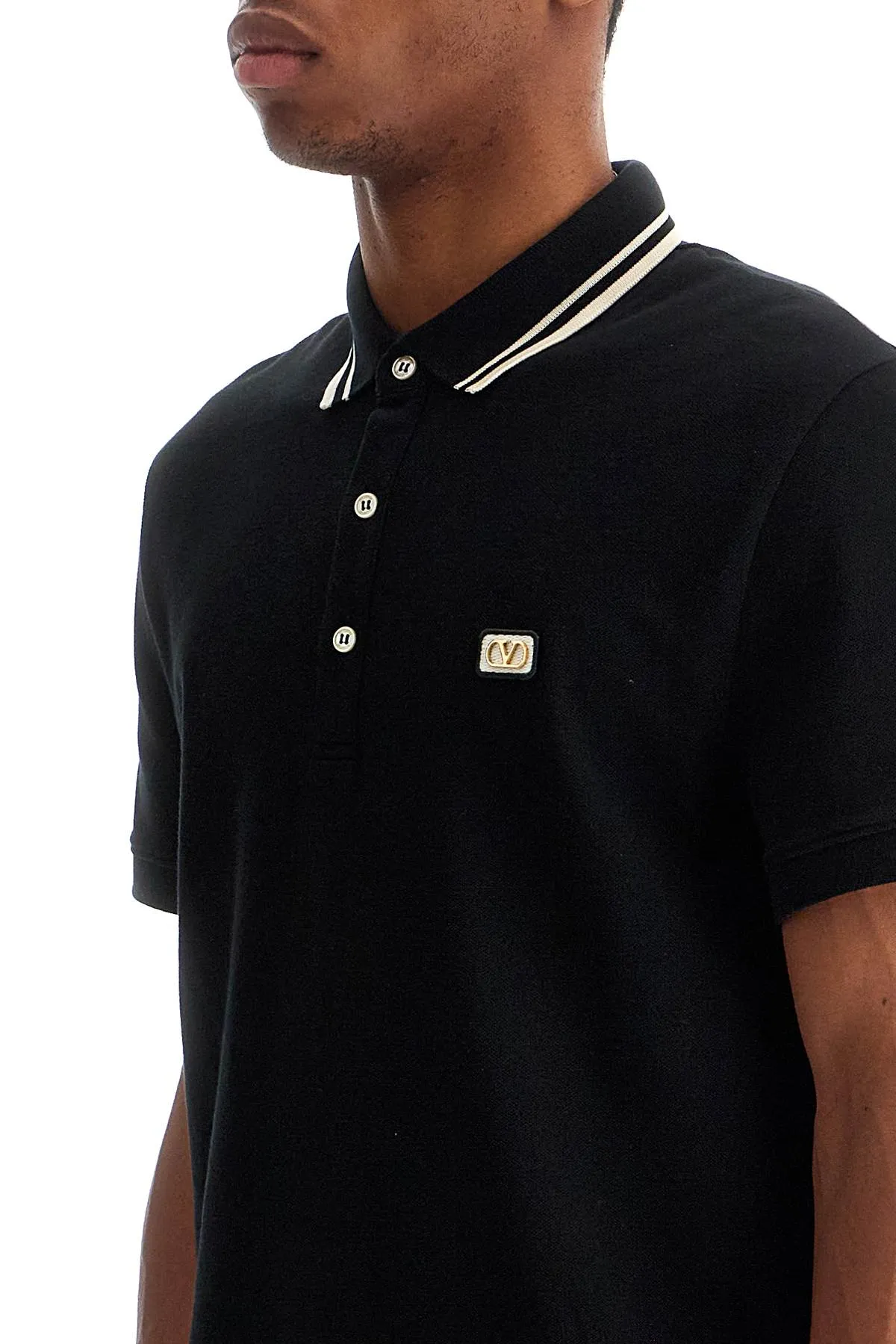 regular fit polo shirt with vlogo patch 6V3MH01KAQK NERO