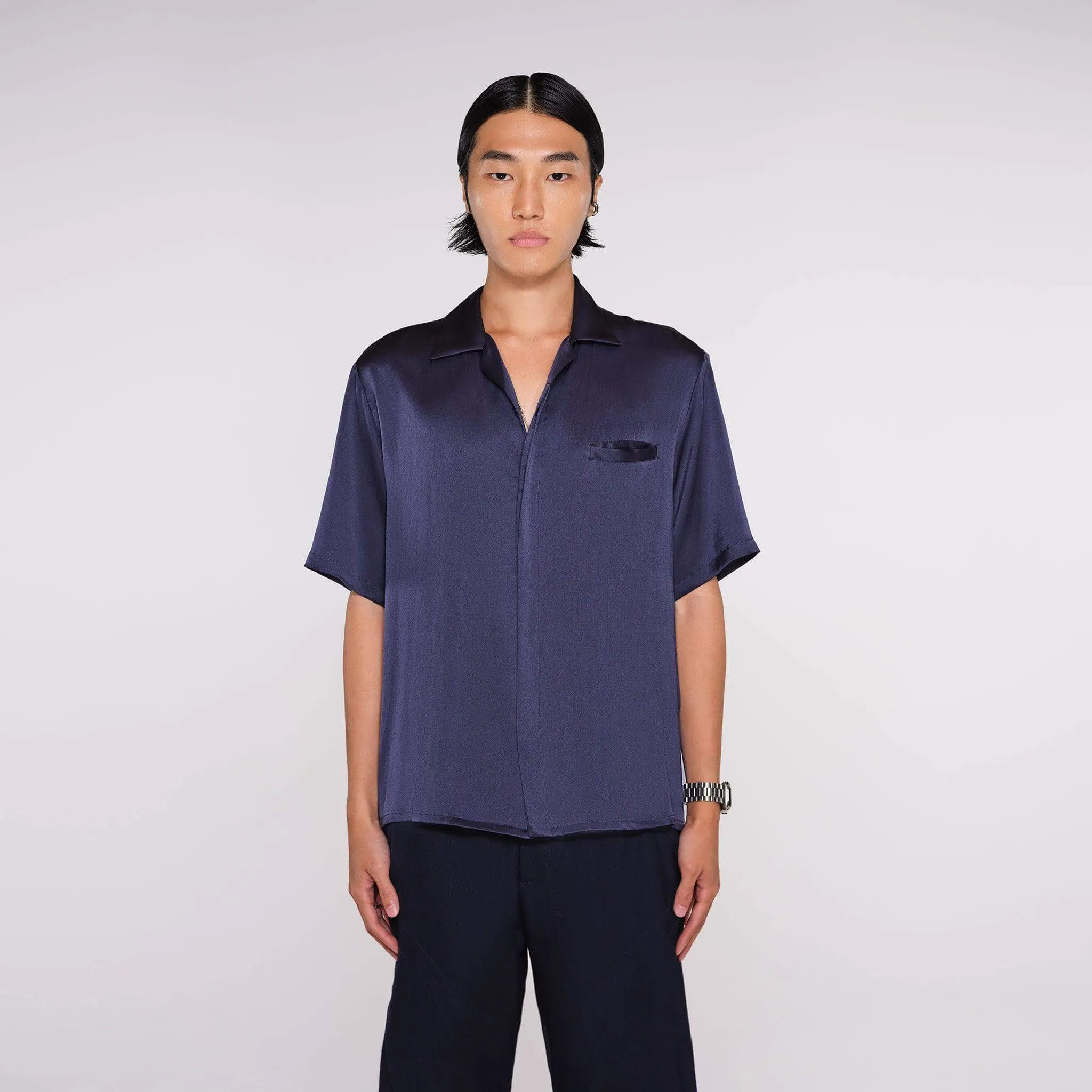 Resort Short Sleeve Mulberry Silk Shirt Inkling