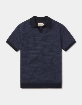 Robles Knit Jacquard Polo - Denim/Navy