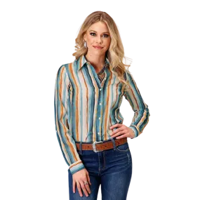 Roper Women's Watercolor Stripe Print Shirt