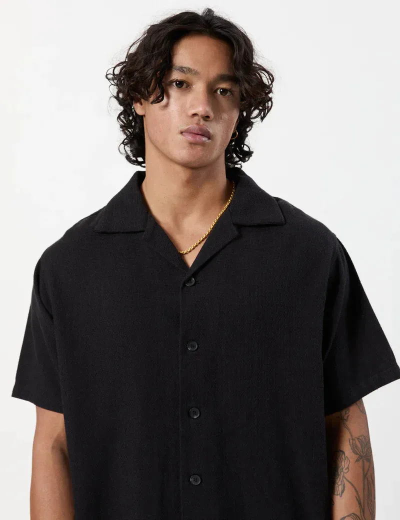 Simple | Waffle Short Sleeve Shirt | Black