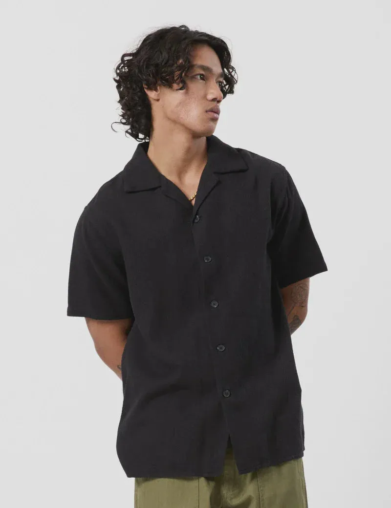 Simple | Waffle Short Sleeve Shirt | Black