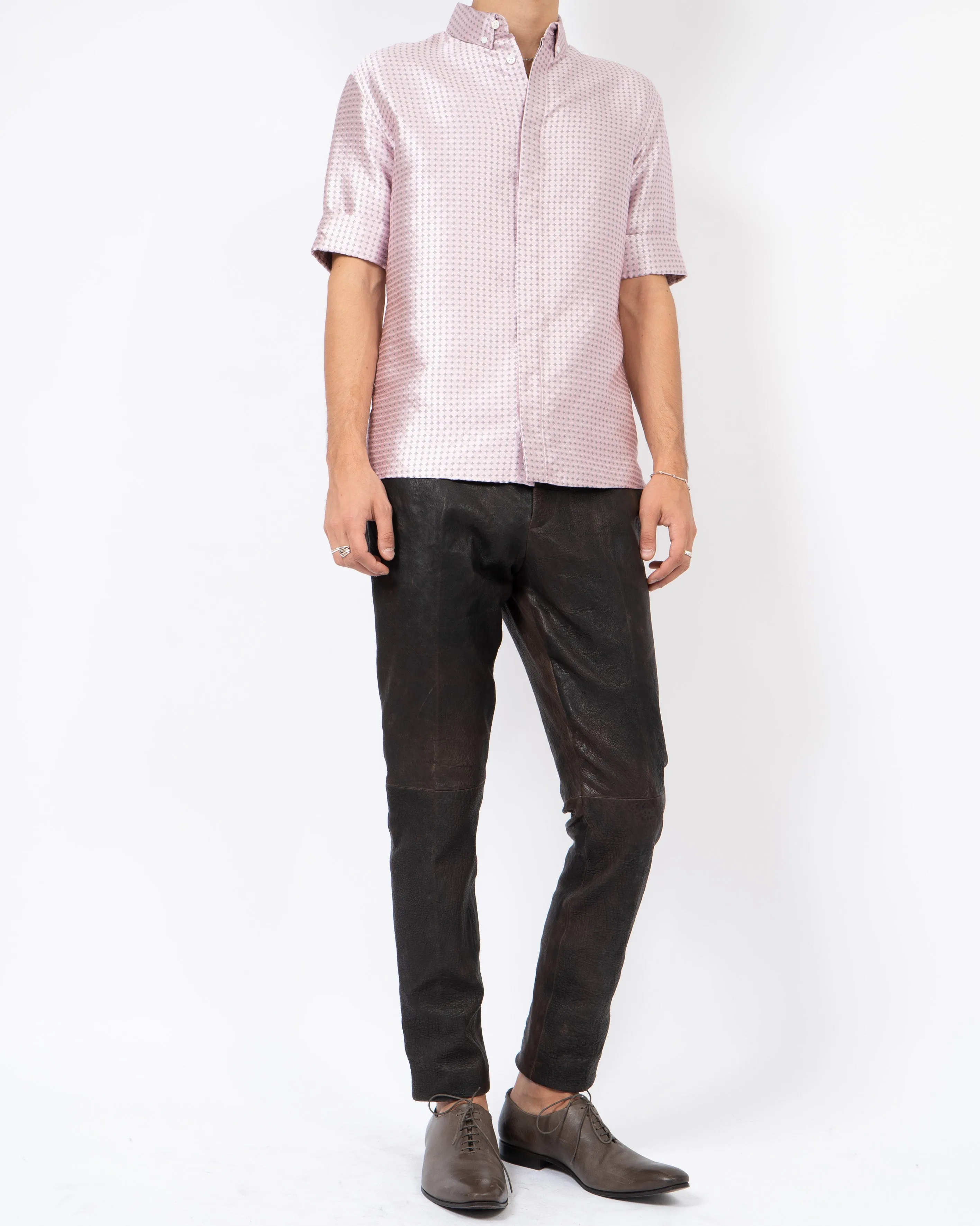 SS17 Pink Silk Inside Out Jacquard Shirt