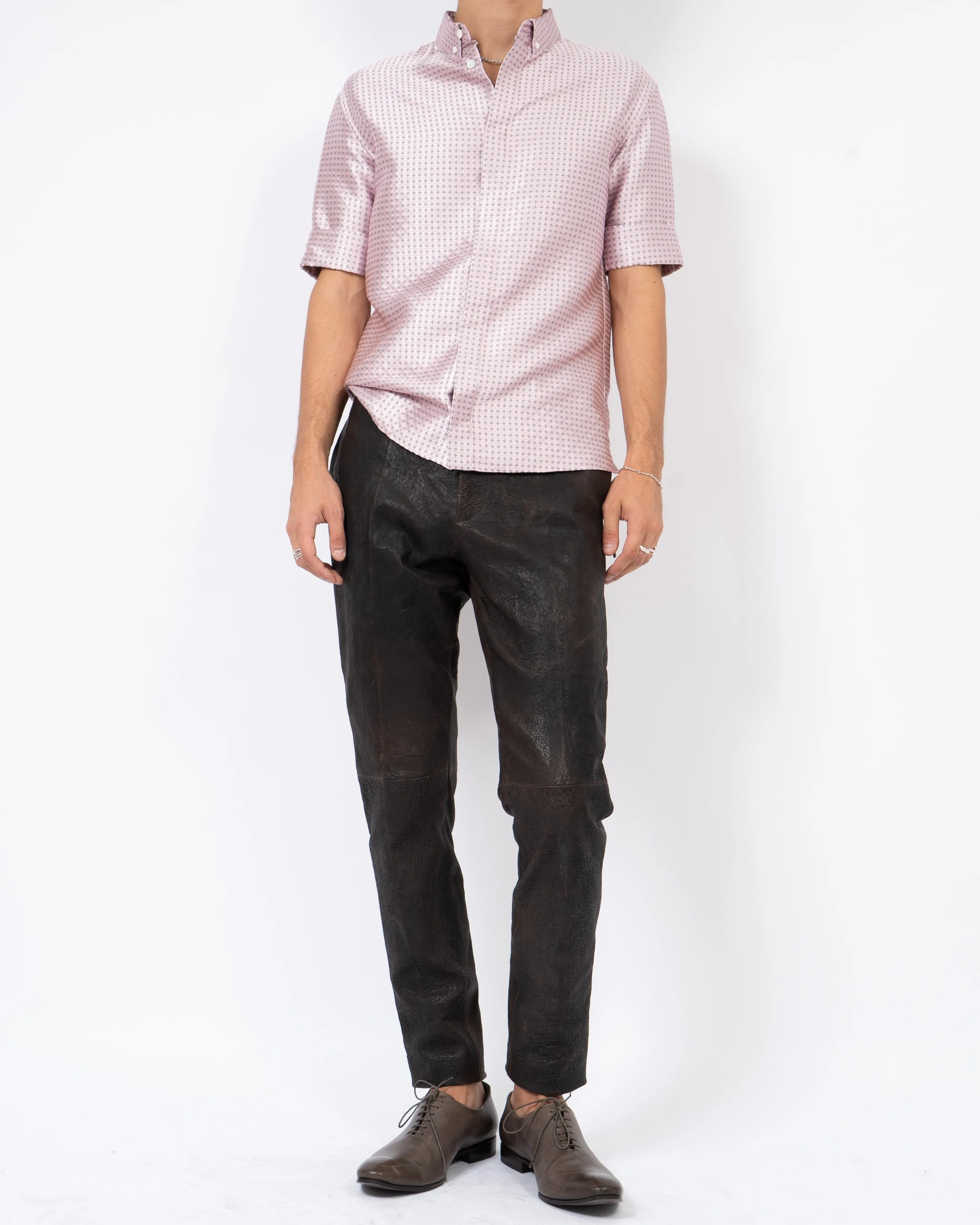 SS17 Pink Silk Inside Out Jacquard Shirt