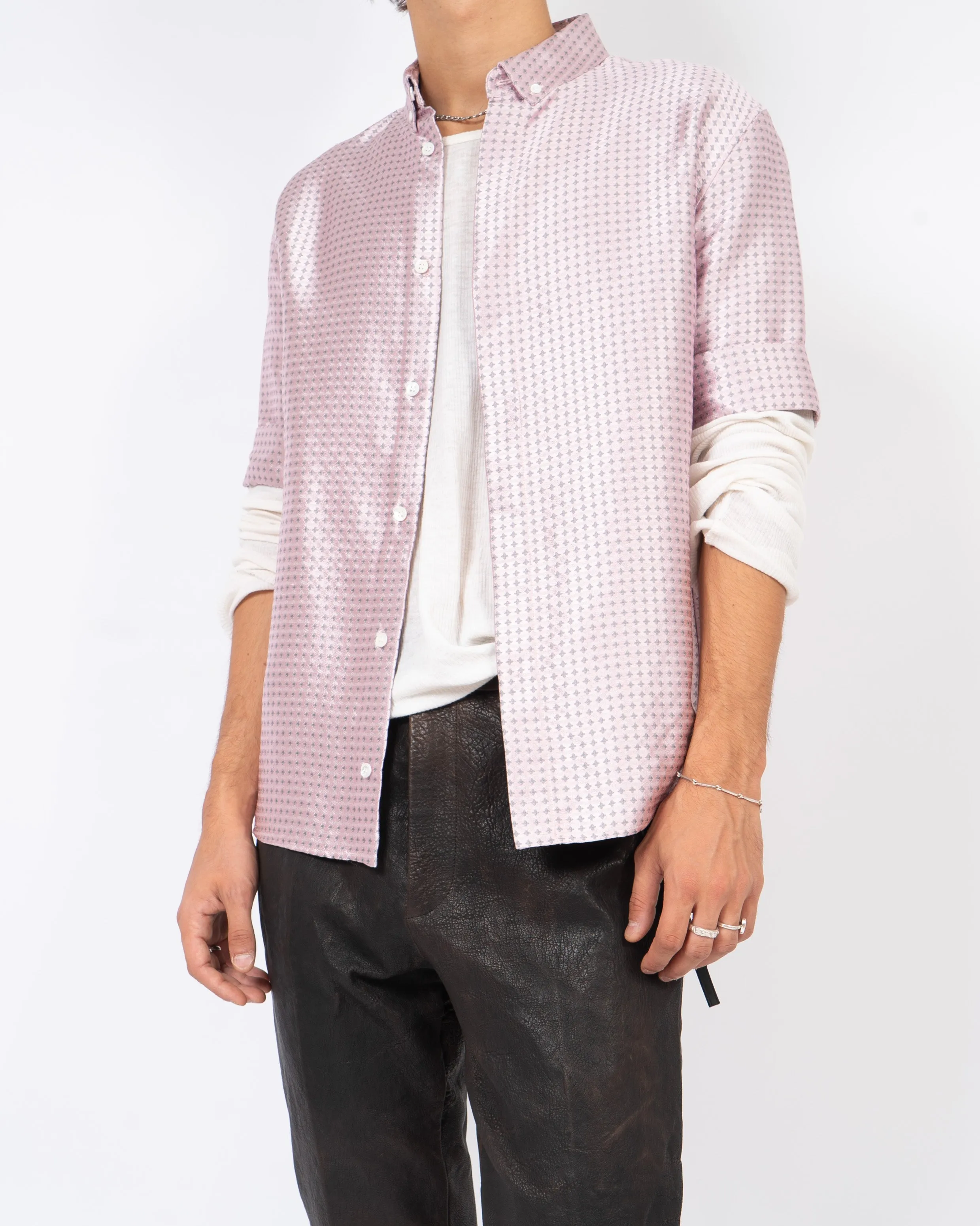 SS17 Pink Silk Inside Out Jacquard Shirt