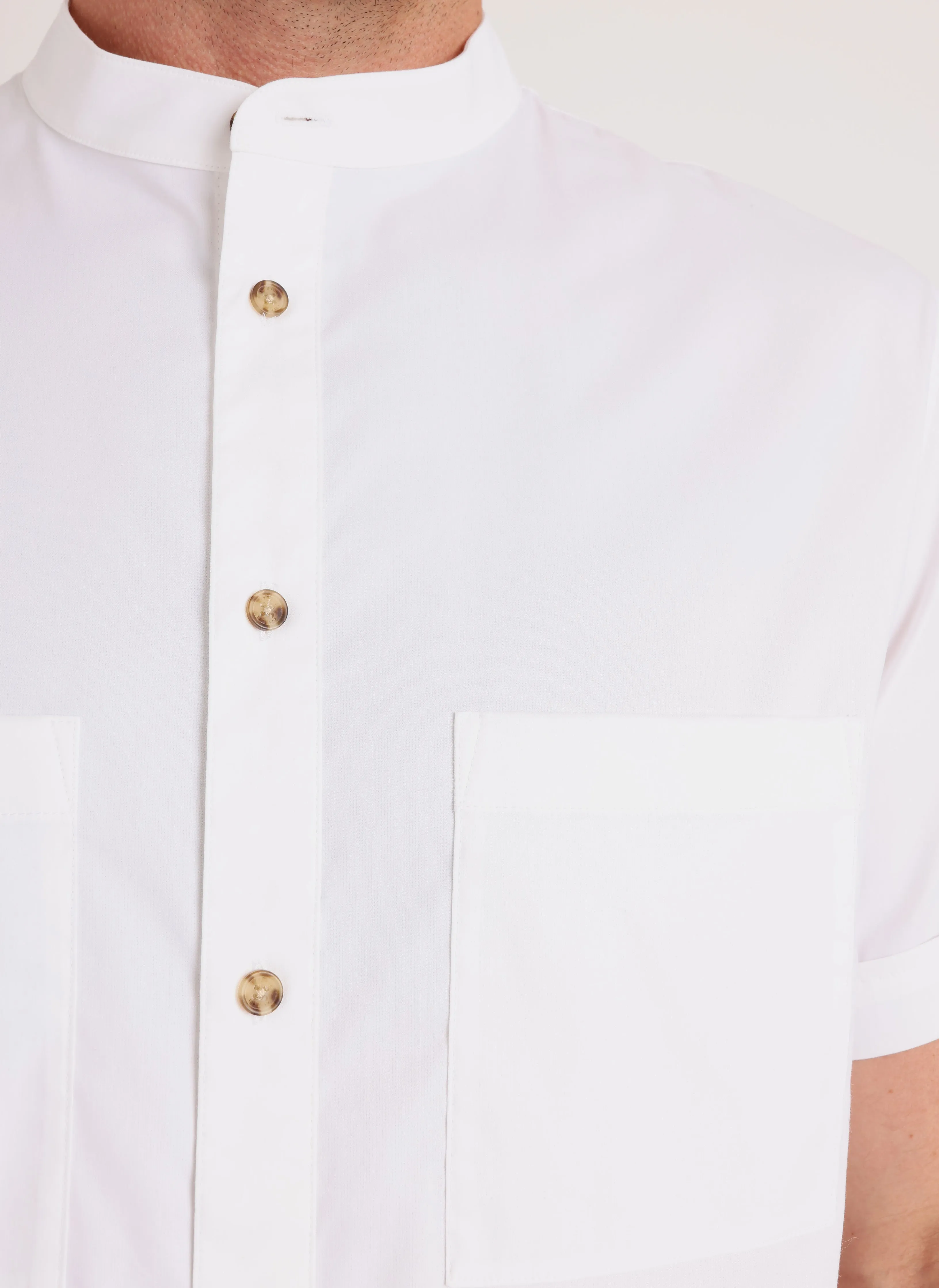 Stay Cool Collarless Short Sleeve Shirt Relaxed Fit